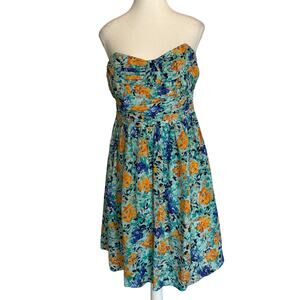 Shoshanna | Teal Floral Silk Sleeveless Dress | 10
